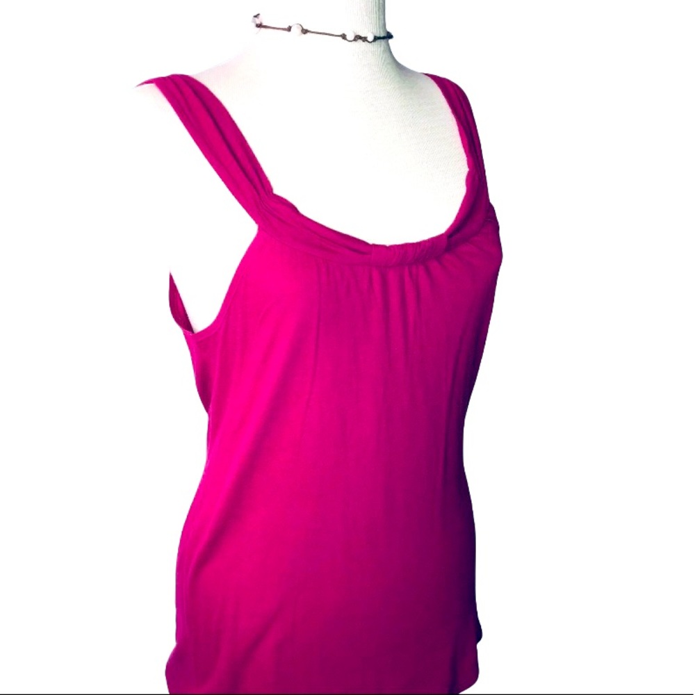 GAP cotton knit Grecian neck loose flowy tank raspberry pink Medium